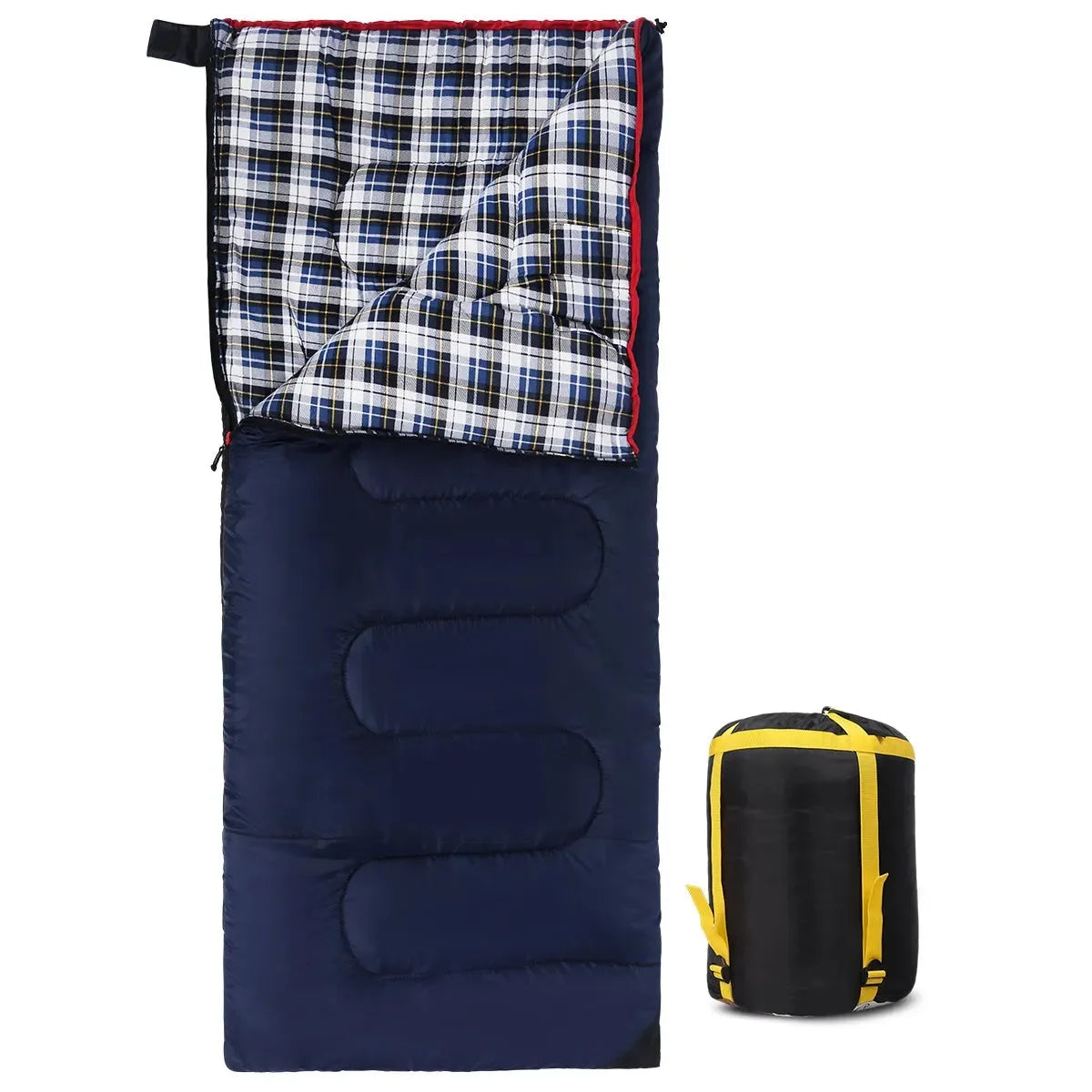 Camping Sleeping Bag for Adult with Cotton Flannel Liner,Red Blue - Redcamp