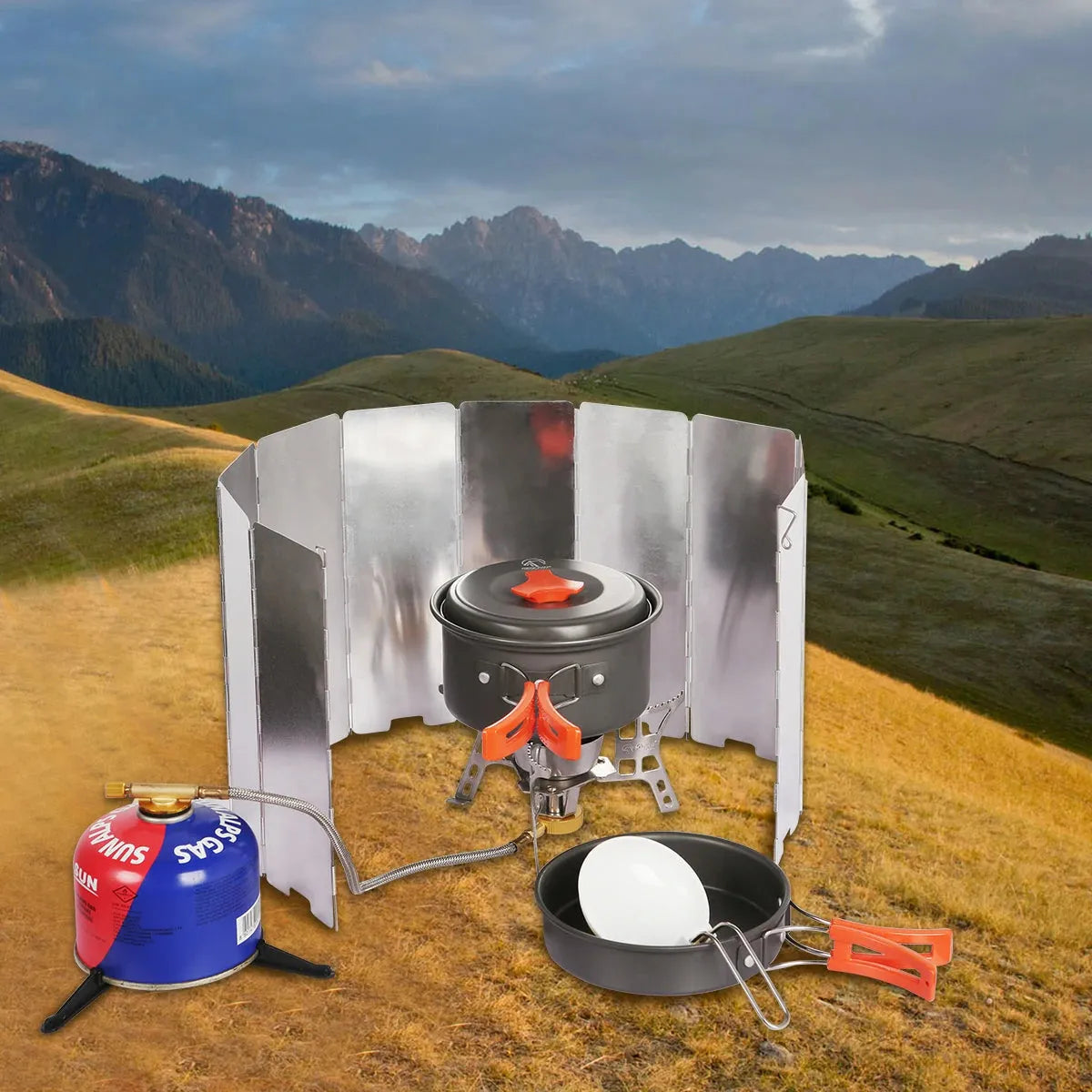 Folding Outdoor Stove Windscreen,9/10/12 Plates - Redcamp
