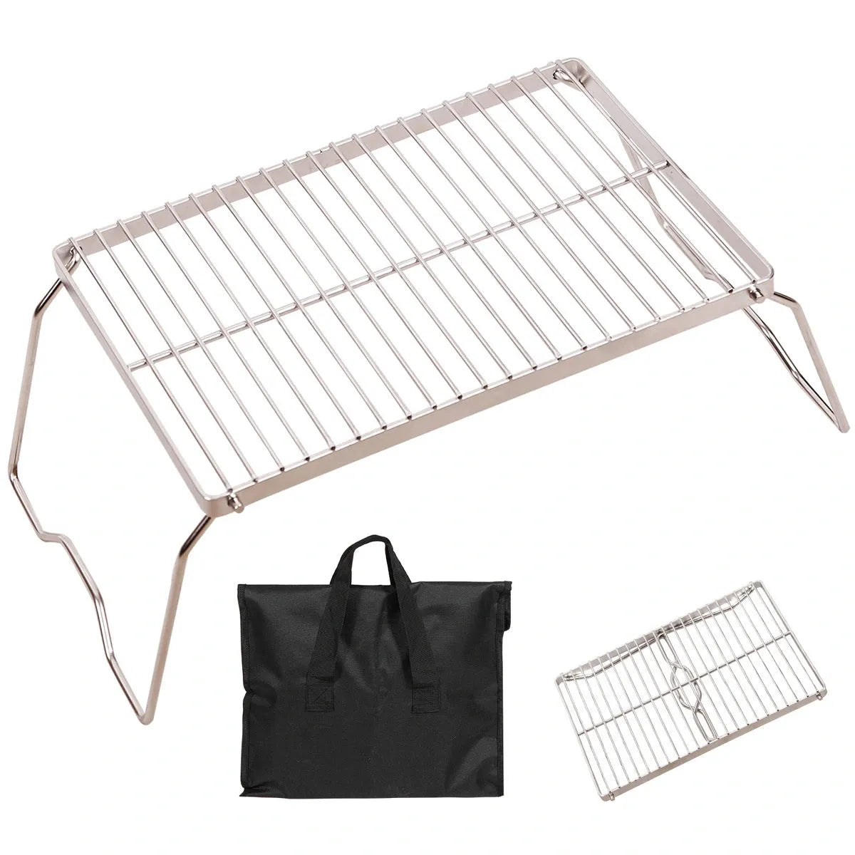 Portable Folding Campfire Grill 304 Stainless Steel Grate with Carrying Bag - Redcamp