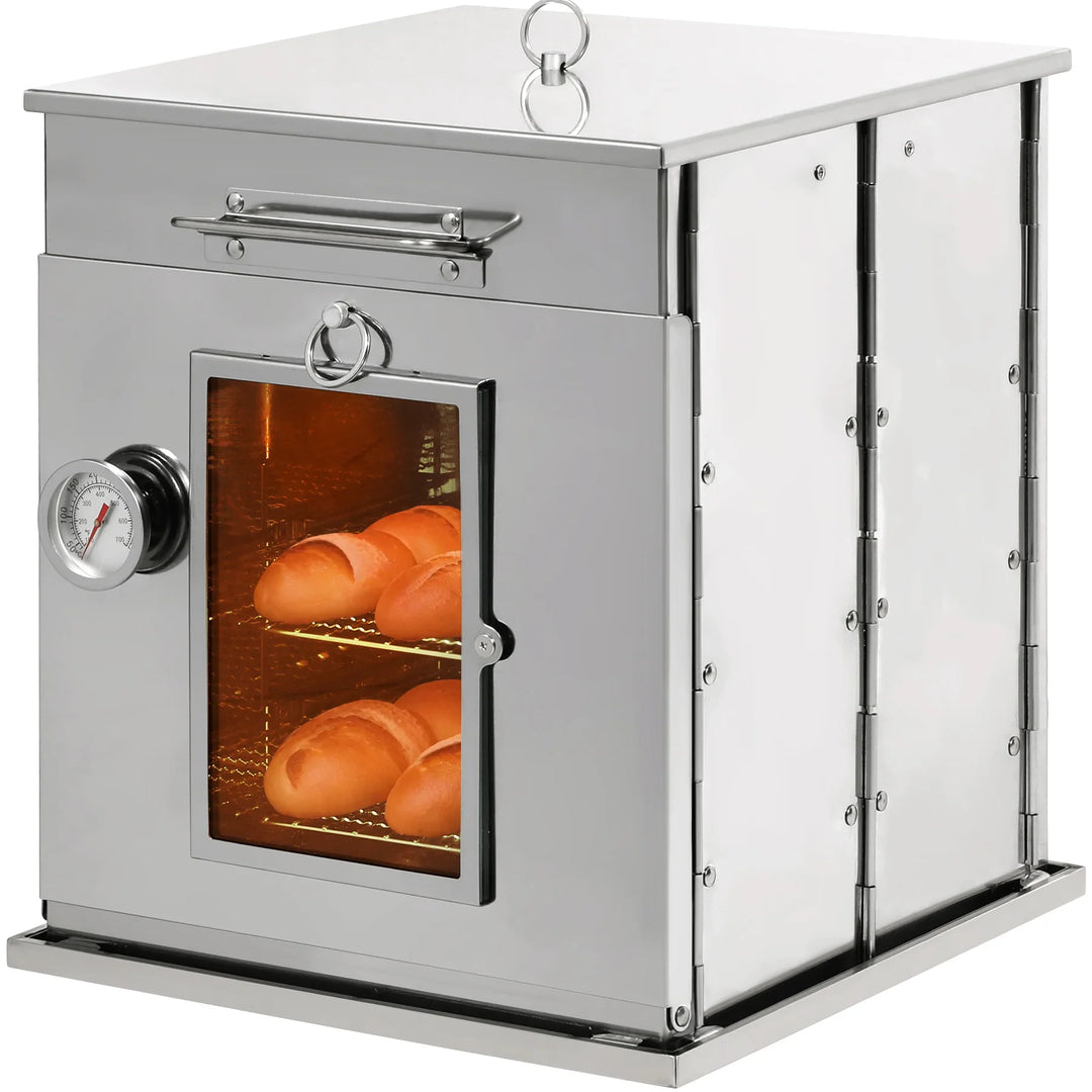 Four de camping pliable en acier inoxydable avec grille à 3 niveaux pour cuisinière au propane, cuisson en plein air 