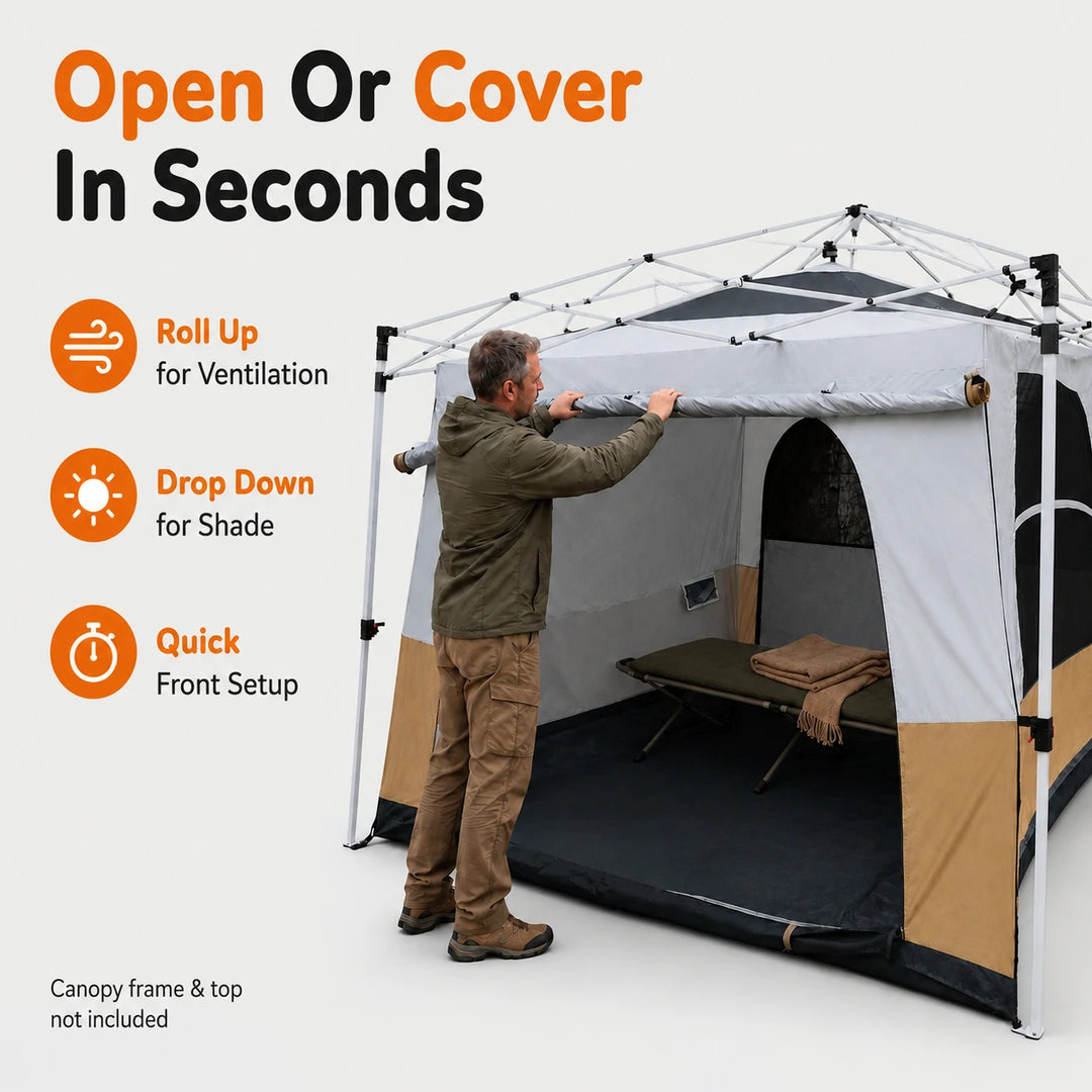 Tente intérieure de camping cubique pour auvent escamotable de 10'x10' (auvent et cadre non inclus) 