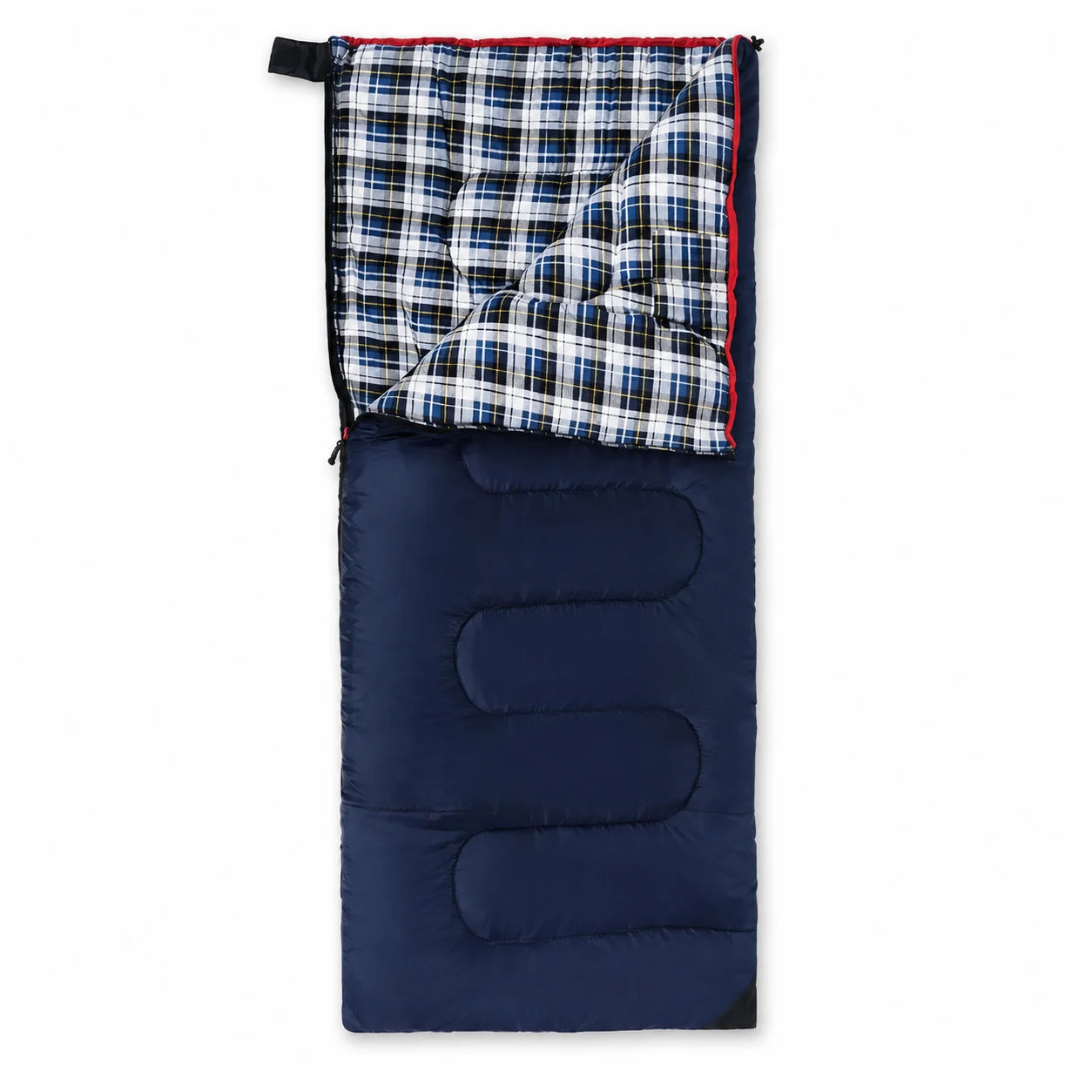 Sac de couchage de camping pour adulte avec doublure en flanelle de coton, rouge et bleu 