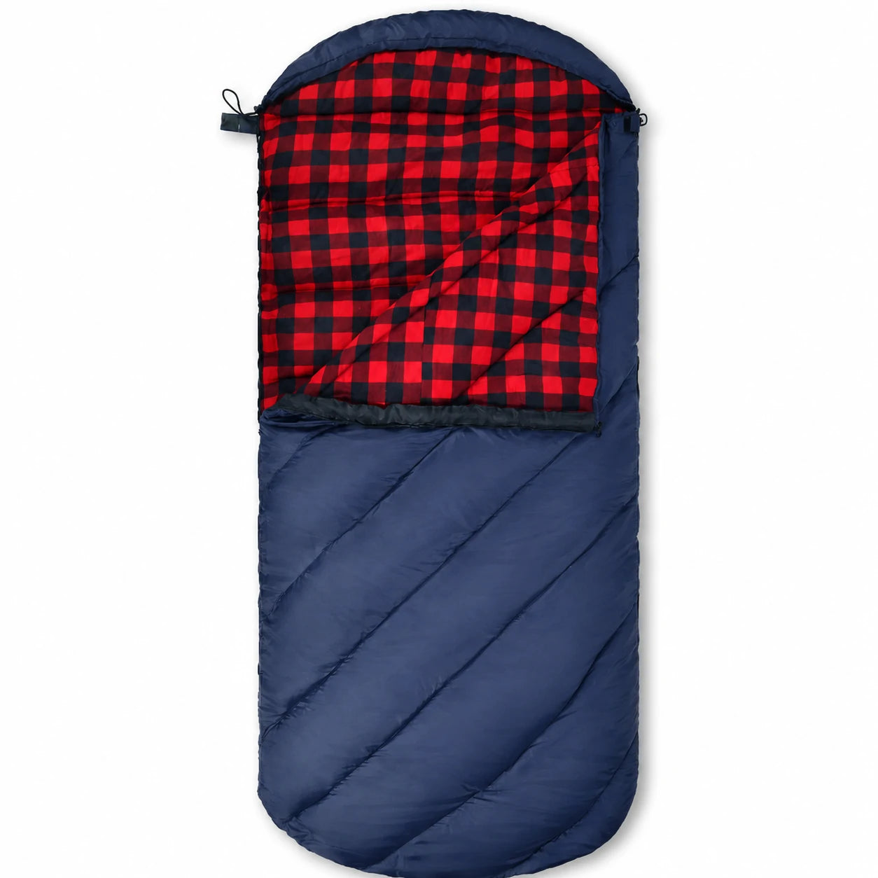 Sac de couchage de camping à capuche pour adulte en flanelle de coton, rouge, bleu, bleu marine 