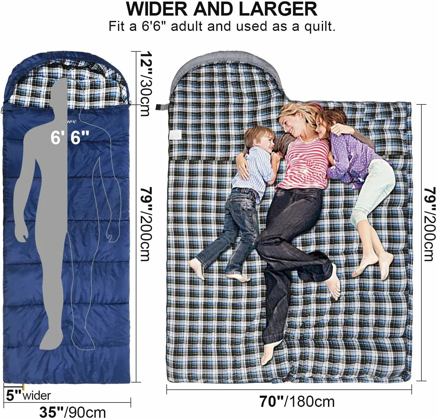REDCAMP Flannel Sleeping Bag for Adults - Redcamp