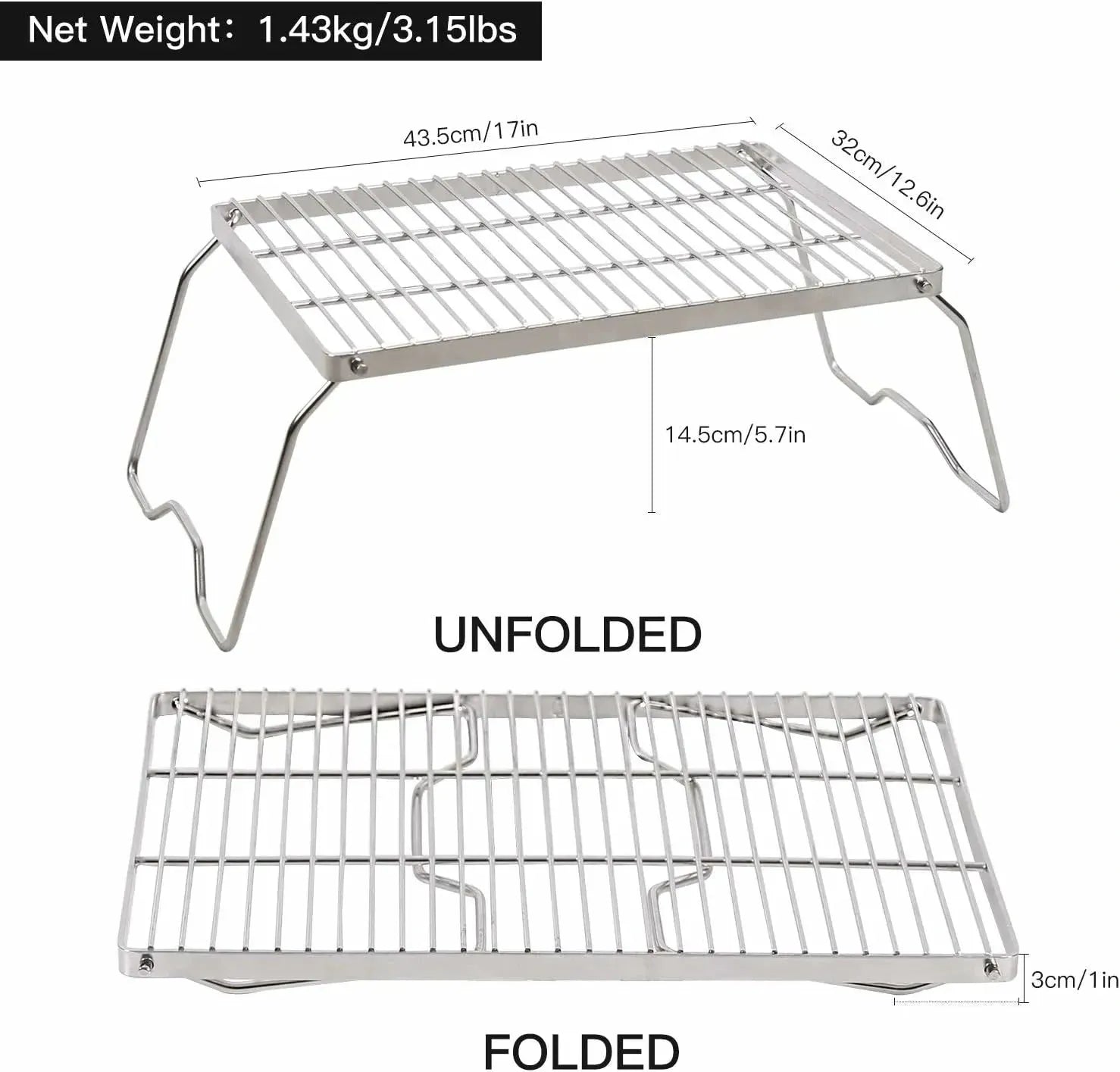 304 Stainless Steel Grate with Carrying Bag - Redcamp