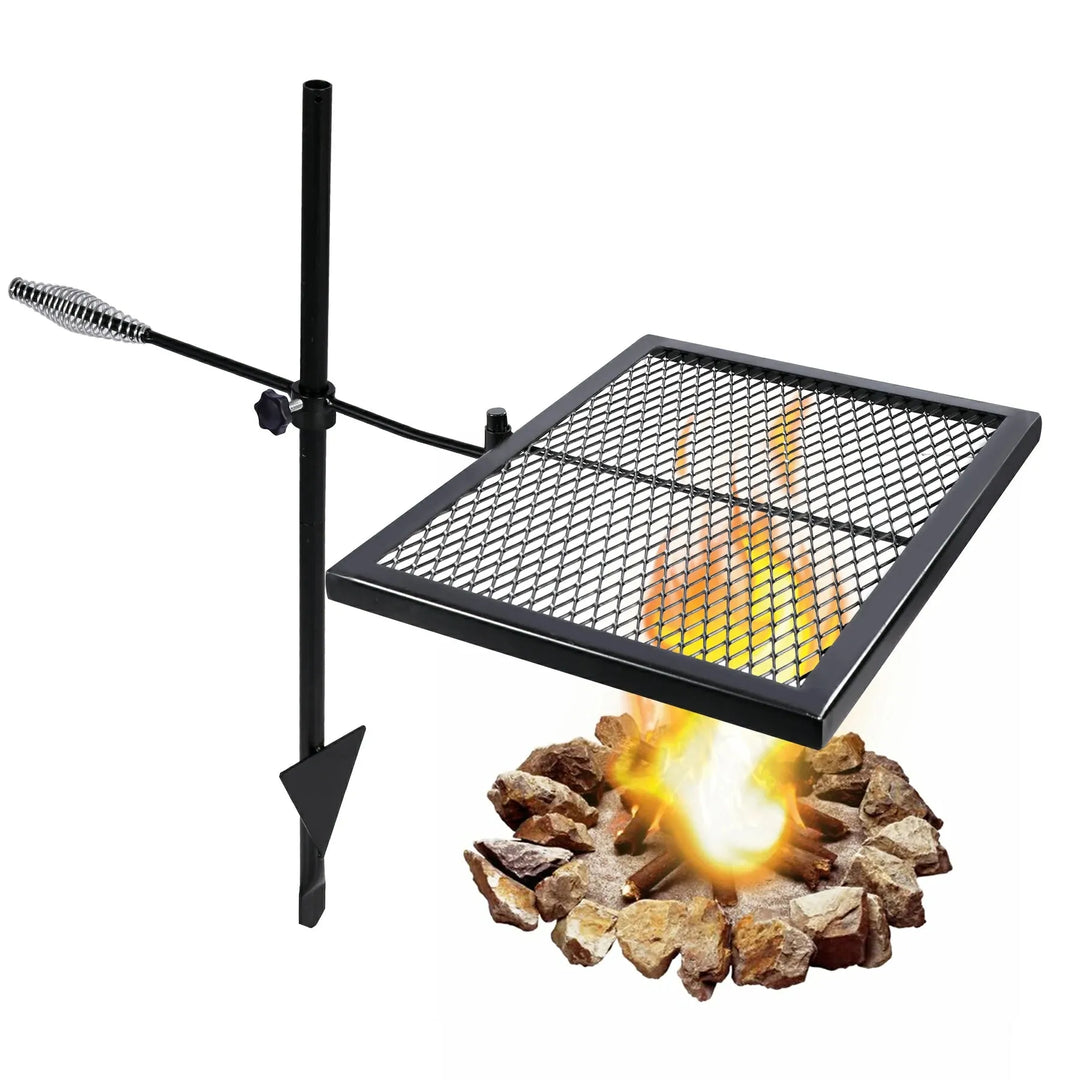 Folding Swivel Campfire Grill Heavy Duty Steel Grate with Carrying Bag for Outdoor Open Flame Cooking - Redcamp