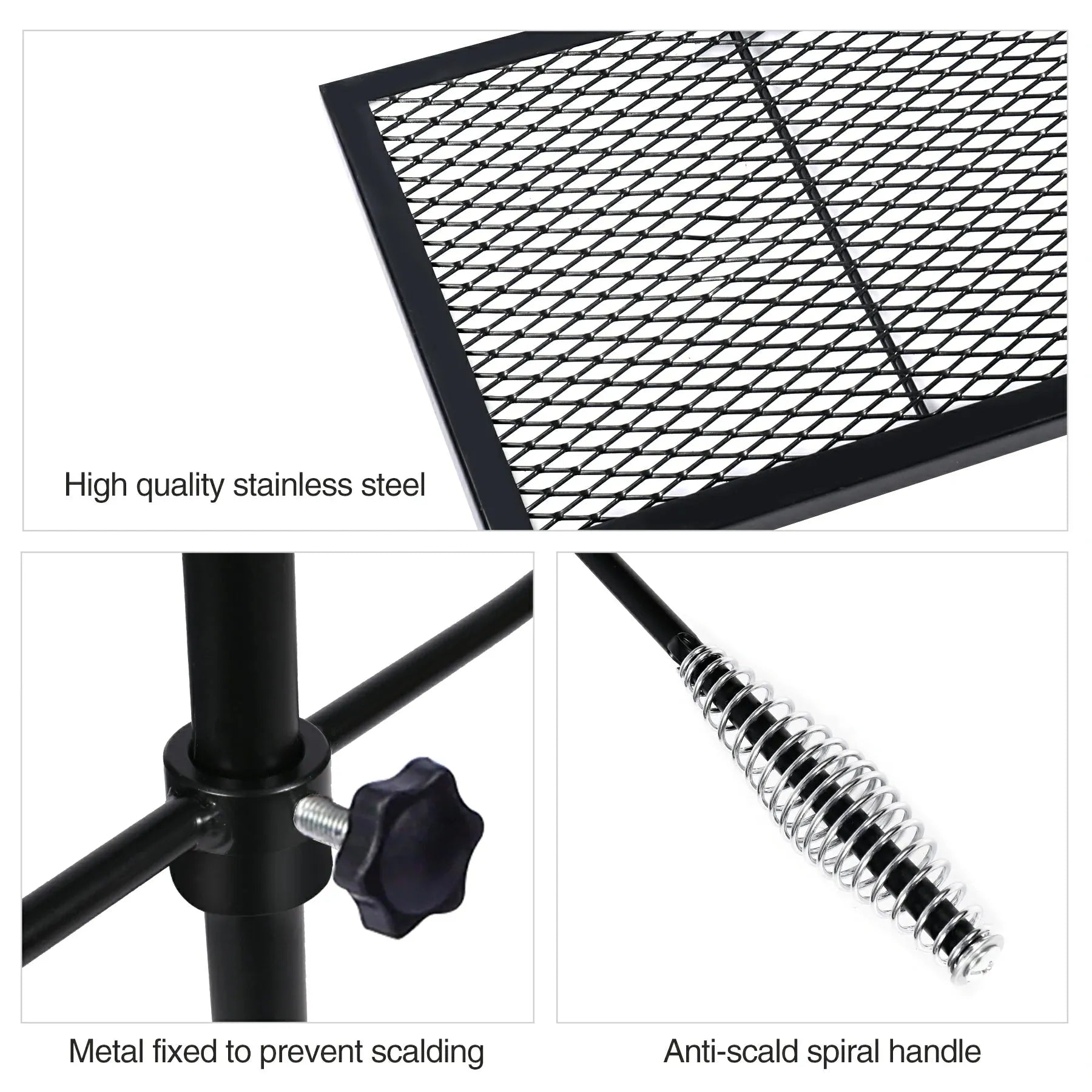 Folding Swivel Campfire Grill Heavy Duty Steel Grate with Carrying Bag for Outdoor Open Flame Cooking - Redcamp