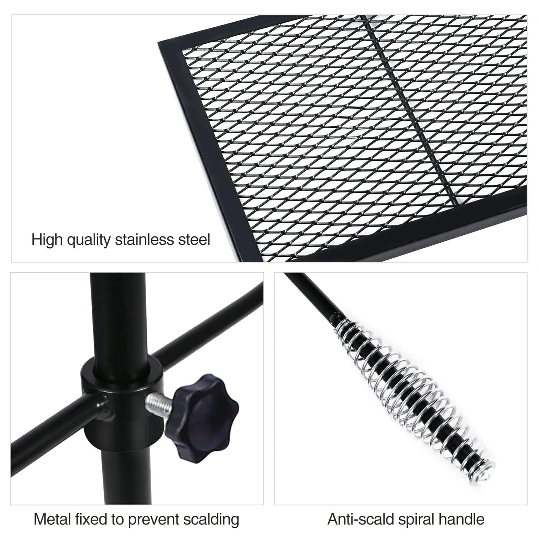 Folding Swivel Campfire Grill Heavy Duty Steel Grate with Carrying Bag for Outdoor Open Flame Cooking - Redcamp