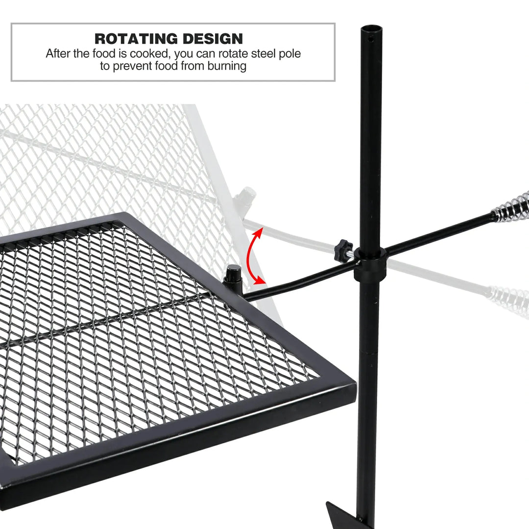 Folding Swivel Campfire Grill Heavy Duty Steel Grate with Carrying Bag for Outdoor Open Flame Cooking - Redcamp