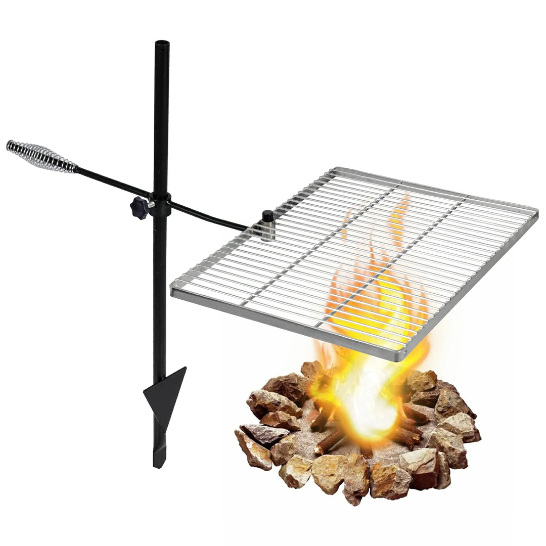 Folding Swivel Campfire Grill Heavy Duty Steel Grate with Carrying Bag for Outdoor Open Flame Cooking - Redcamp