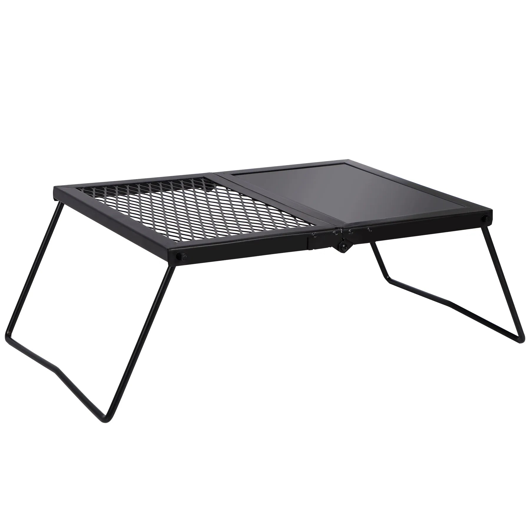 Portable Heavy Duty Folding Steel Campfire Grill Grate for Outdoor Cooking, Black - Redcamp