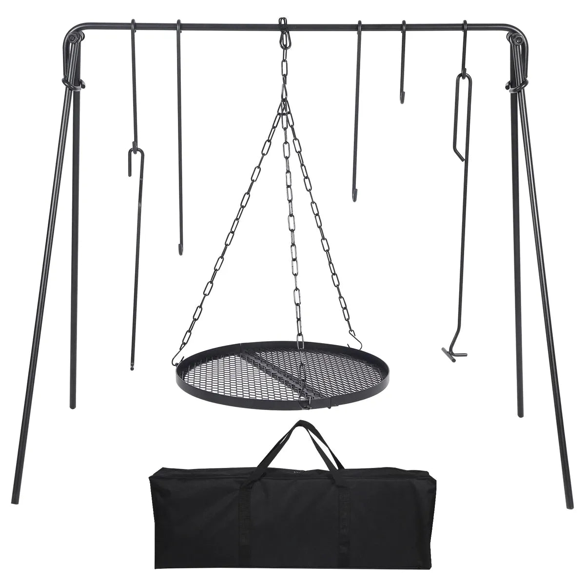 Portable Hanging Campfire Swing Grill Stand with Dutch Oven Lid Lifter & Hooks For Outdoor Cooking - Redcamp