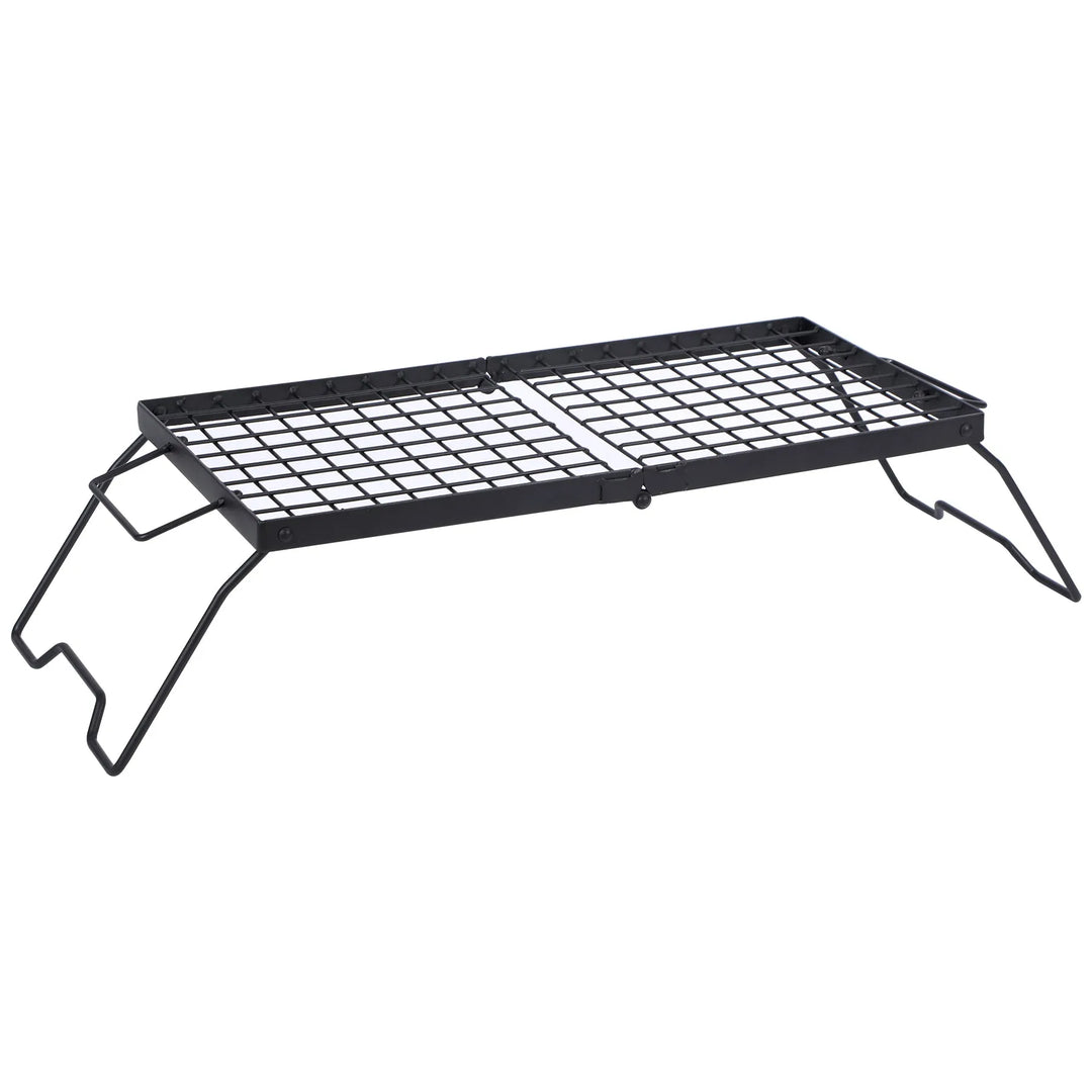 Portable Heavy Duty Folding Steel Campfire Grill Grate for Outdoor Cooking, Black - Redcamp