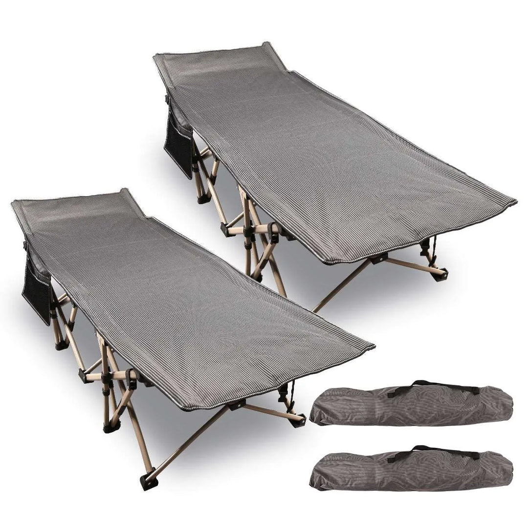 Extra Wide Folding Camping Cot for Adults, Grey Blue Green - Redcamp