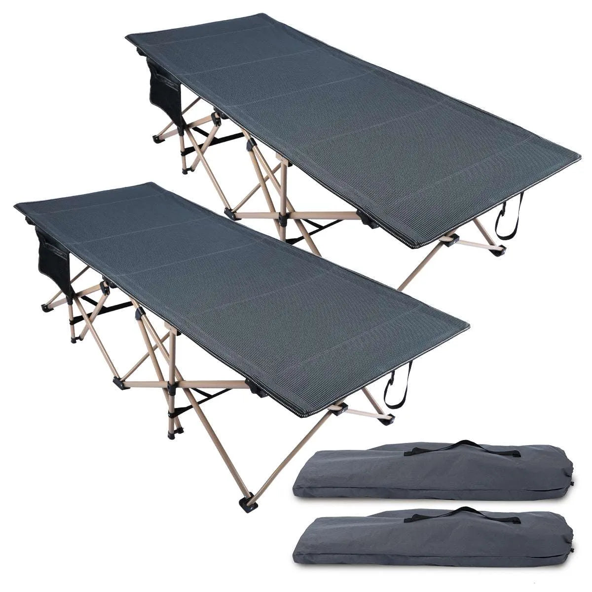 Extra Wide Folding Camping Cot for Adults, Grey Blue Green - Redcamp