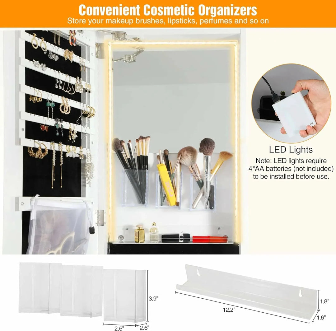 REDCAMP 360° Swivel Jewelry Cabinet with LED Lights - Redcamp