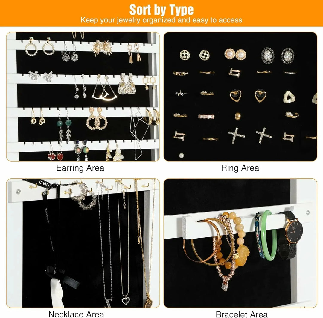 REDCAMP 360° Swivel Jewelry Cabinet with LED Lights - Redcamp