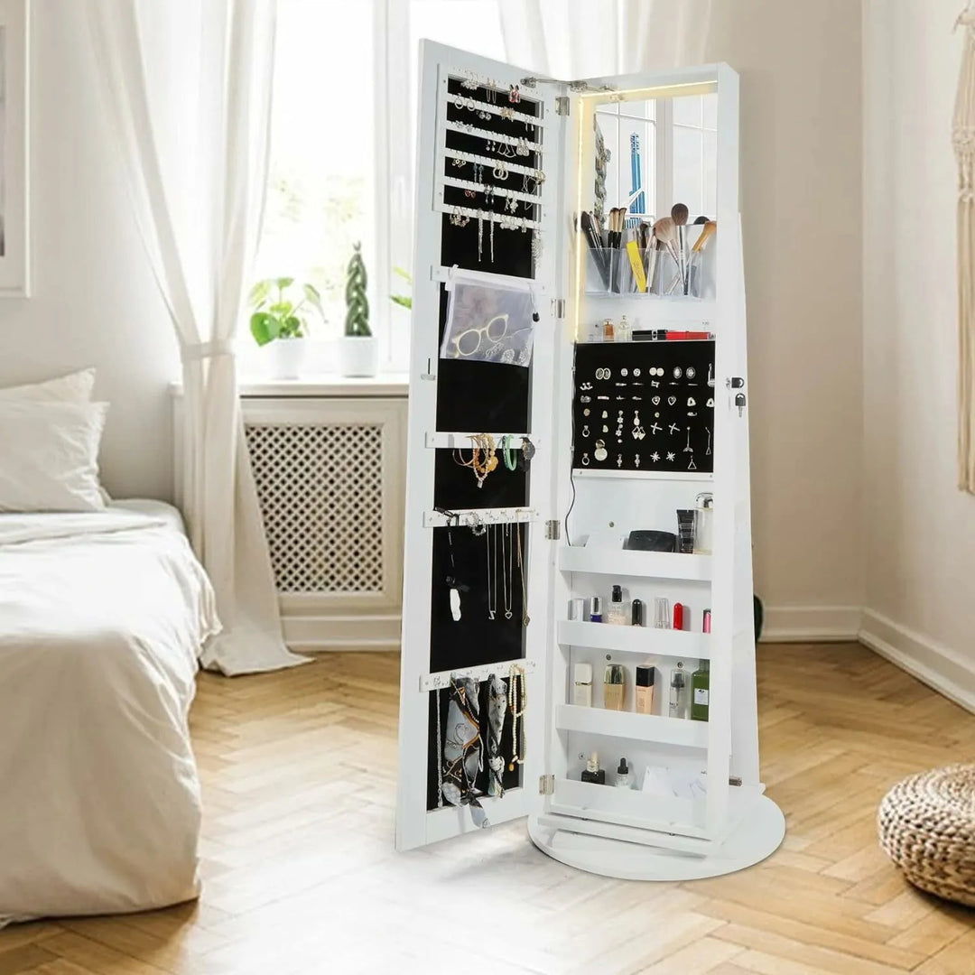 REDCAMP 360° Swivel Jewelry Cabinet with LED Lights - Redcamp