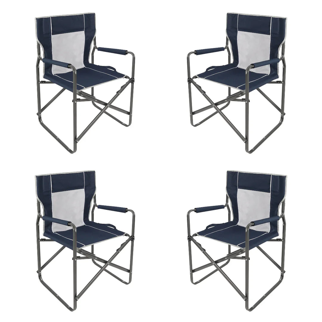 Foldable Camping Director's Chair with Breathable Mesh Back