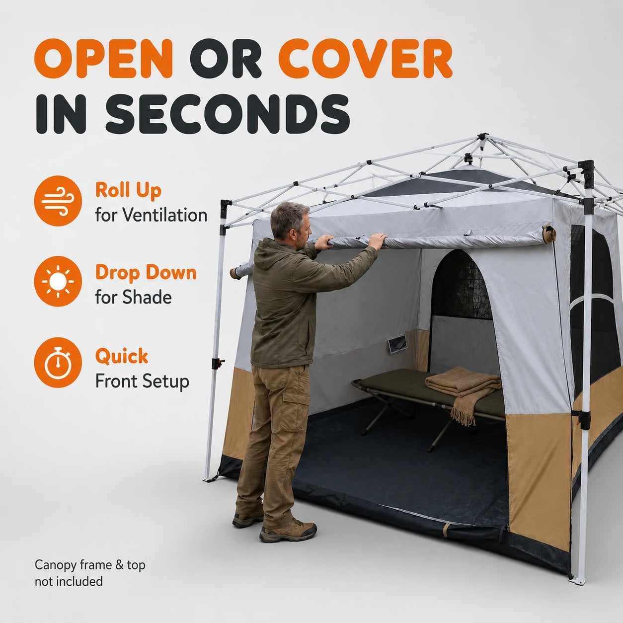 Camping Cube Inner Tent for 10'x10' Pop Up Canopy (Canopy not Included)