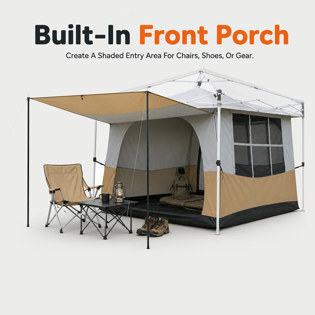 Tente intérieure de camping cubique pour auvent escamotable de 10'x10' (auvent et cadre non inclus) 