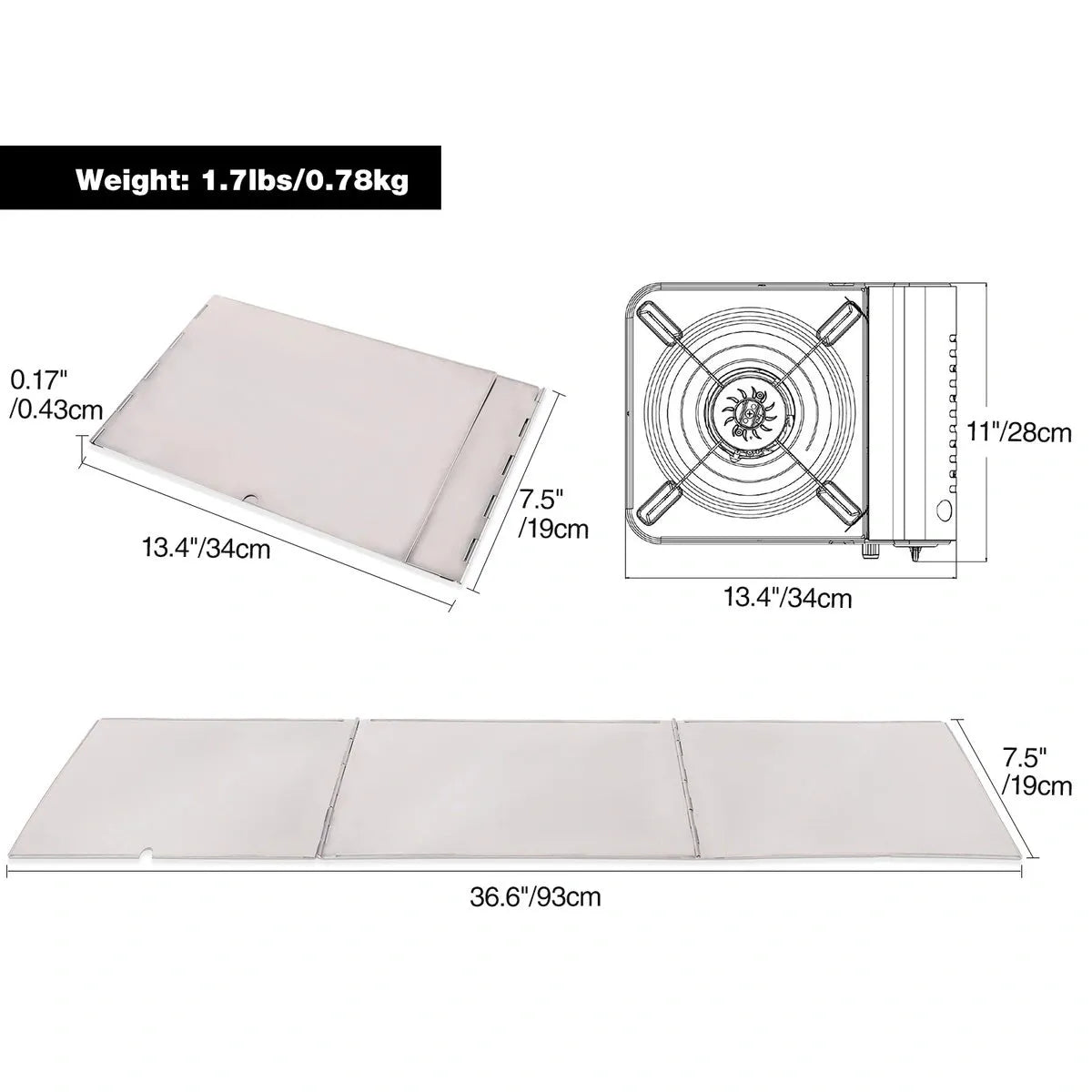 Folding Stainless Steel Stove Windscreen for Outdoor - Redcamp