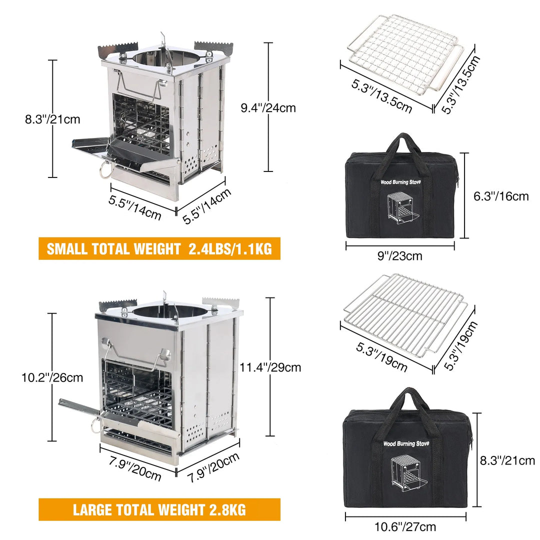 Wood Burning Camping Stove Folding with Pot Stand - Redcamp