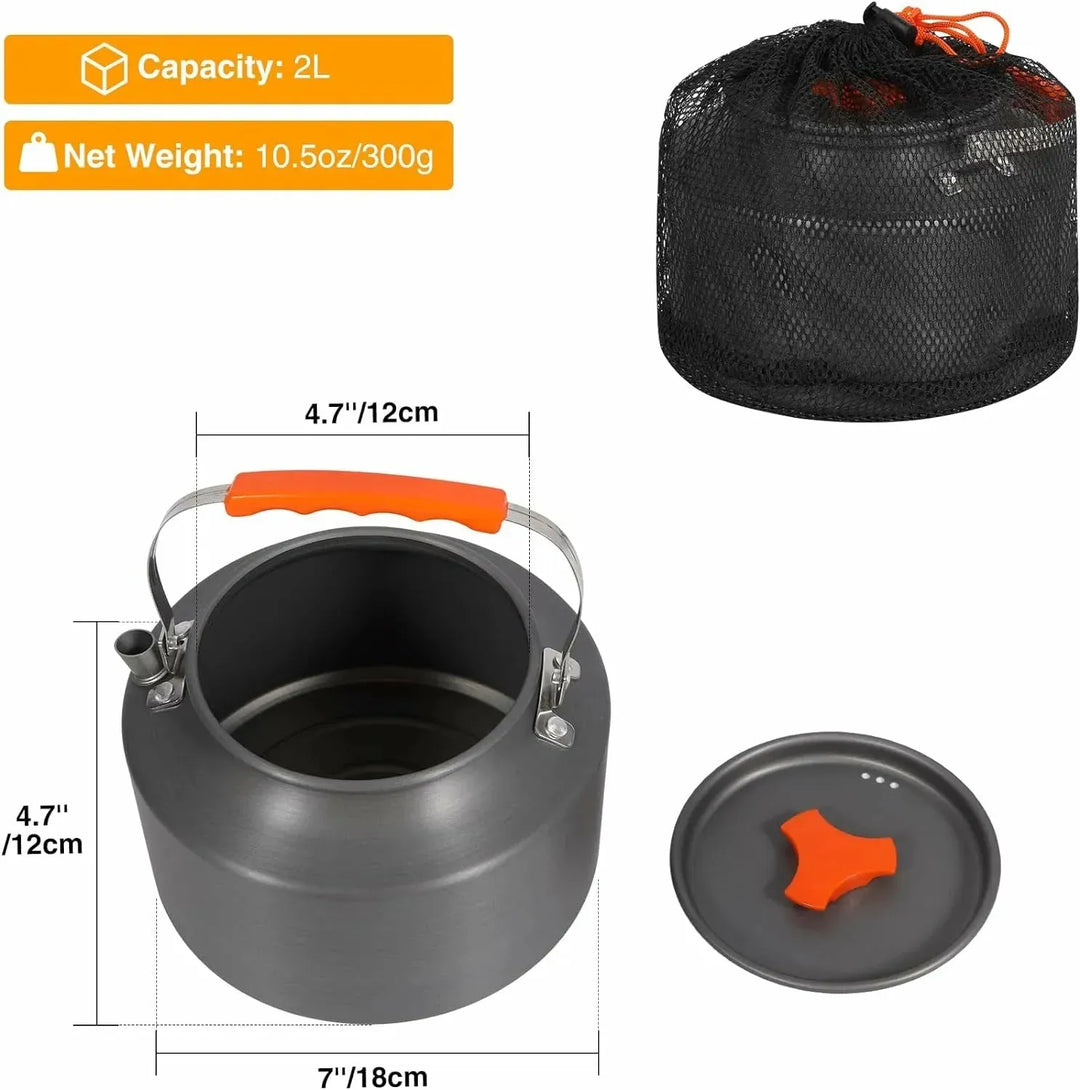 Aluminum Outdoor Camping Kettle with Carrying Bag - Redcamp