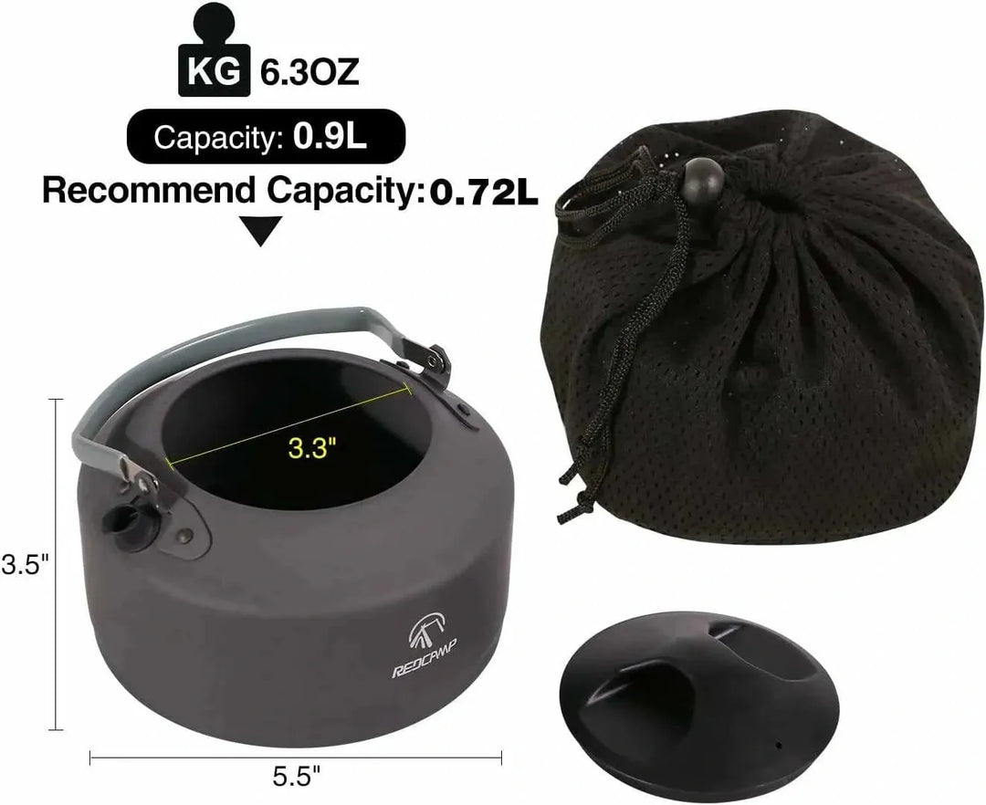 Aluminum Outdoor Camping Kettle with Carrying Bag - Redcamp