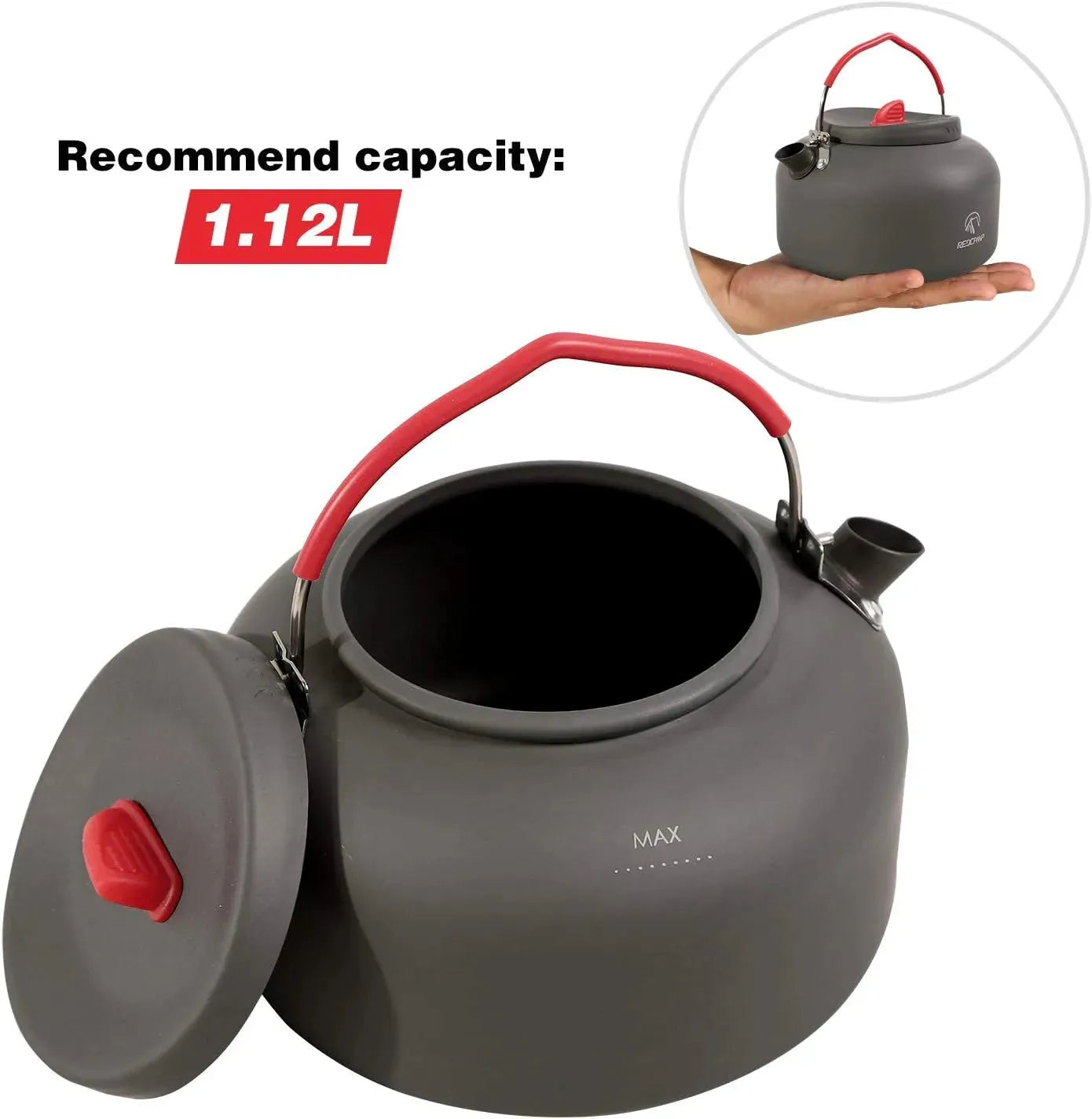 Aluminum Outdoor Camping Kettle with Carrying Bag - Redcamp