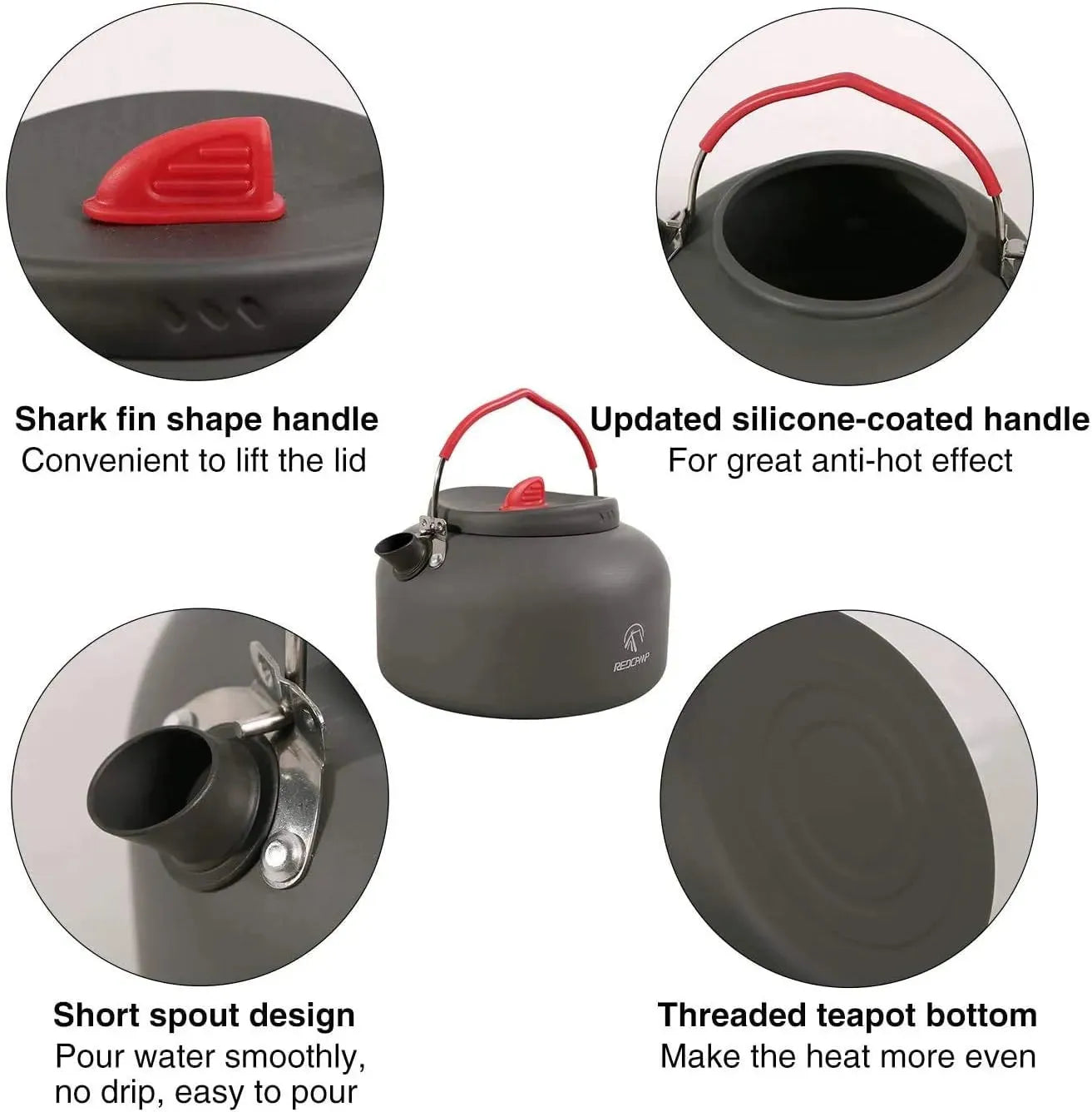 Aluminum Outdoor Camping Kettle with Carrying Bag - Redcamp