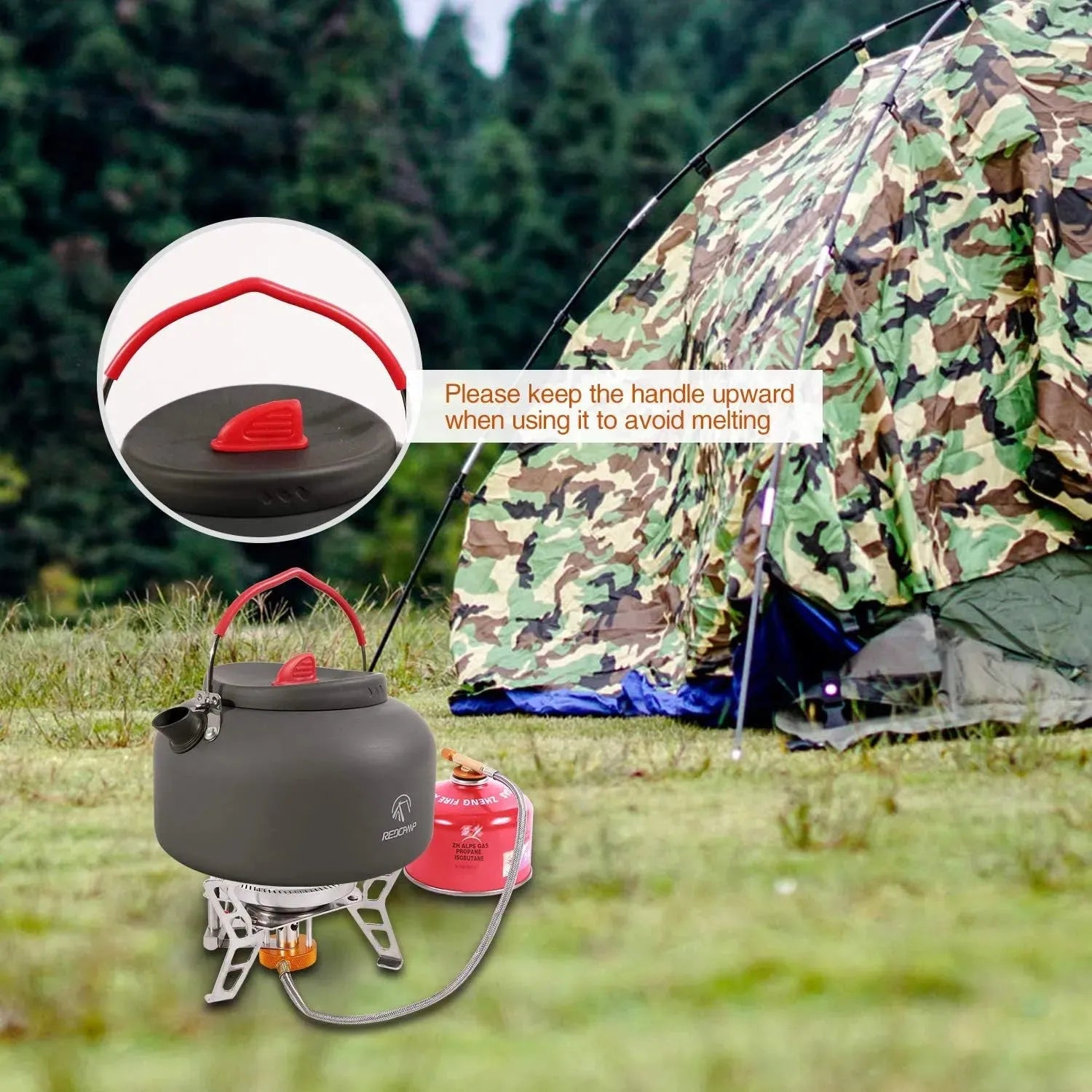 Aluminum Outdoor Camping Kettle with Carrying Bag - Redcamp