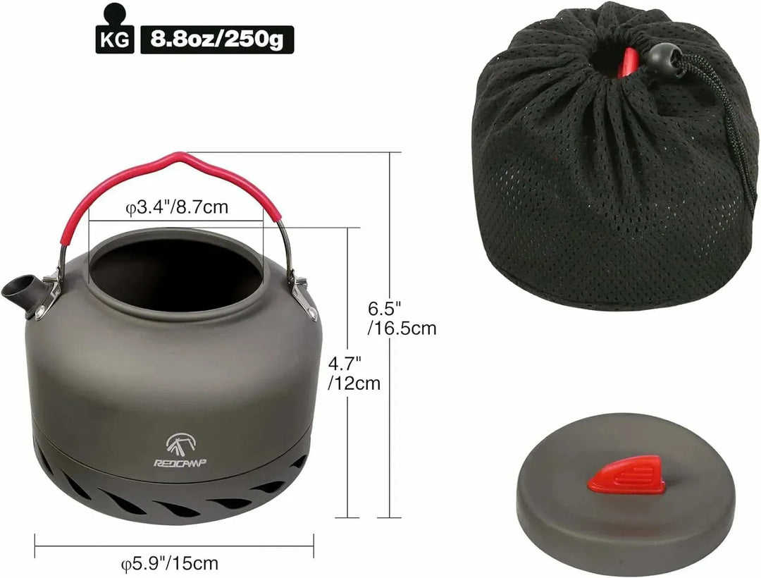 Aluminum Outdoor Camping Kettle with Carrying Bag - Redcamp