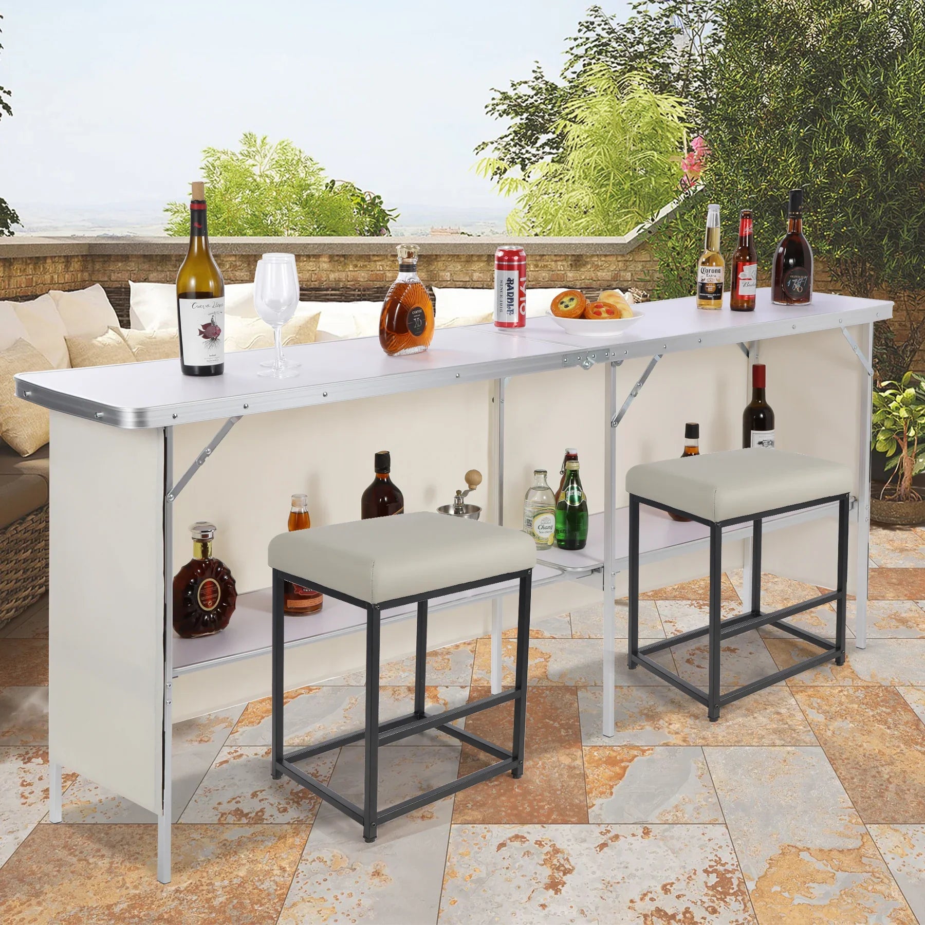 Table de bar portable pour événements avec double couche 