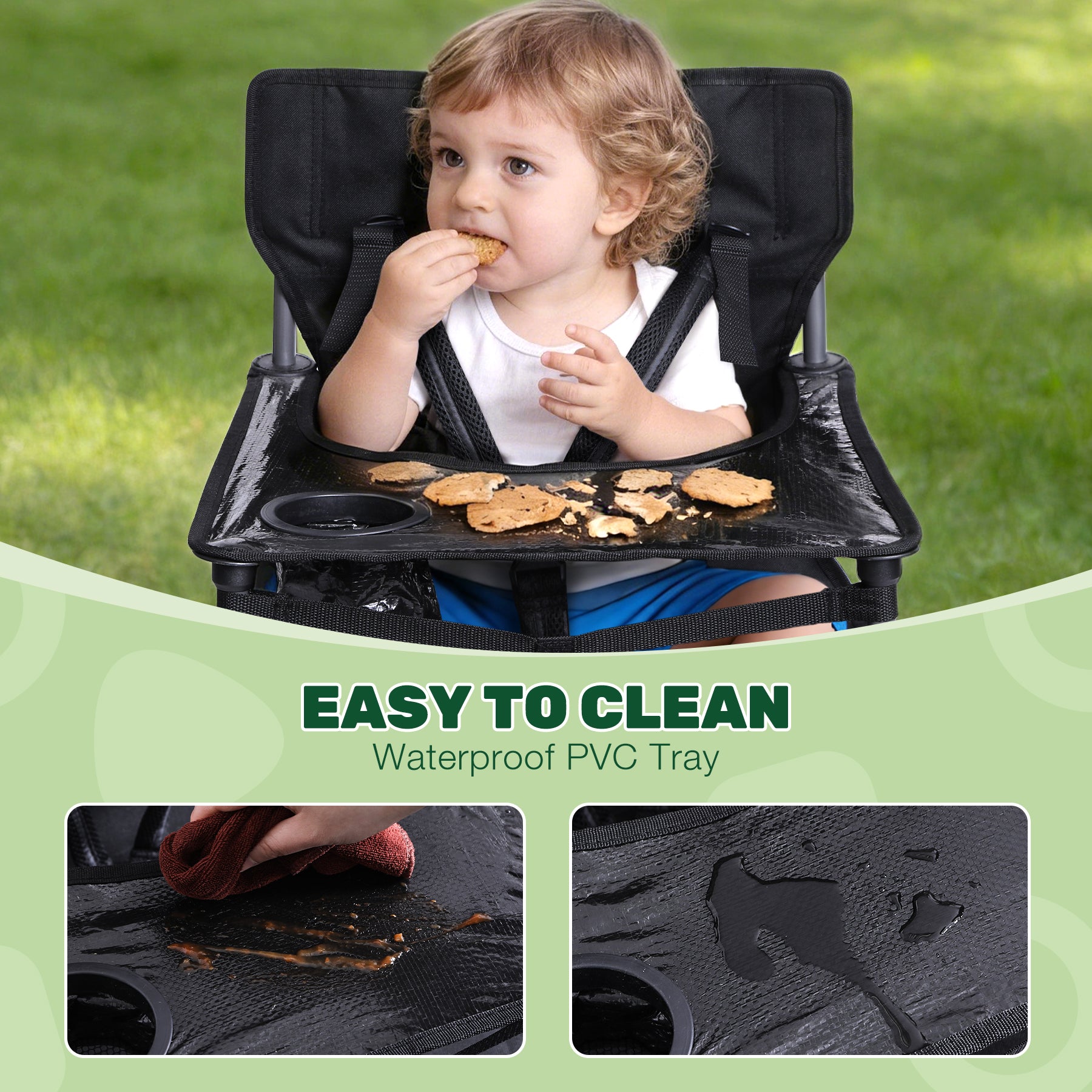 Portable High Chair for Babies and Toddlers, Camping High Chair with Tray, Space Saver for Travel, Camping, Picnic, Indoor Use