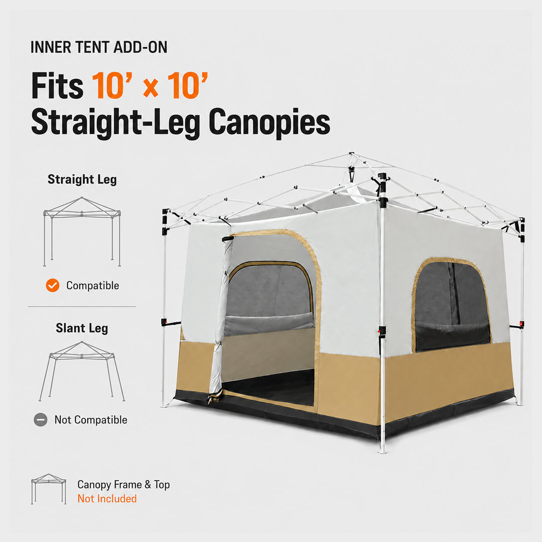 Tente intérieure de camping cubique pour auvent escamotable de 10'x10' (auvent et cadre non inclus) 