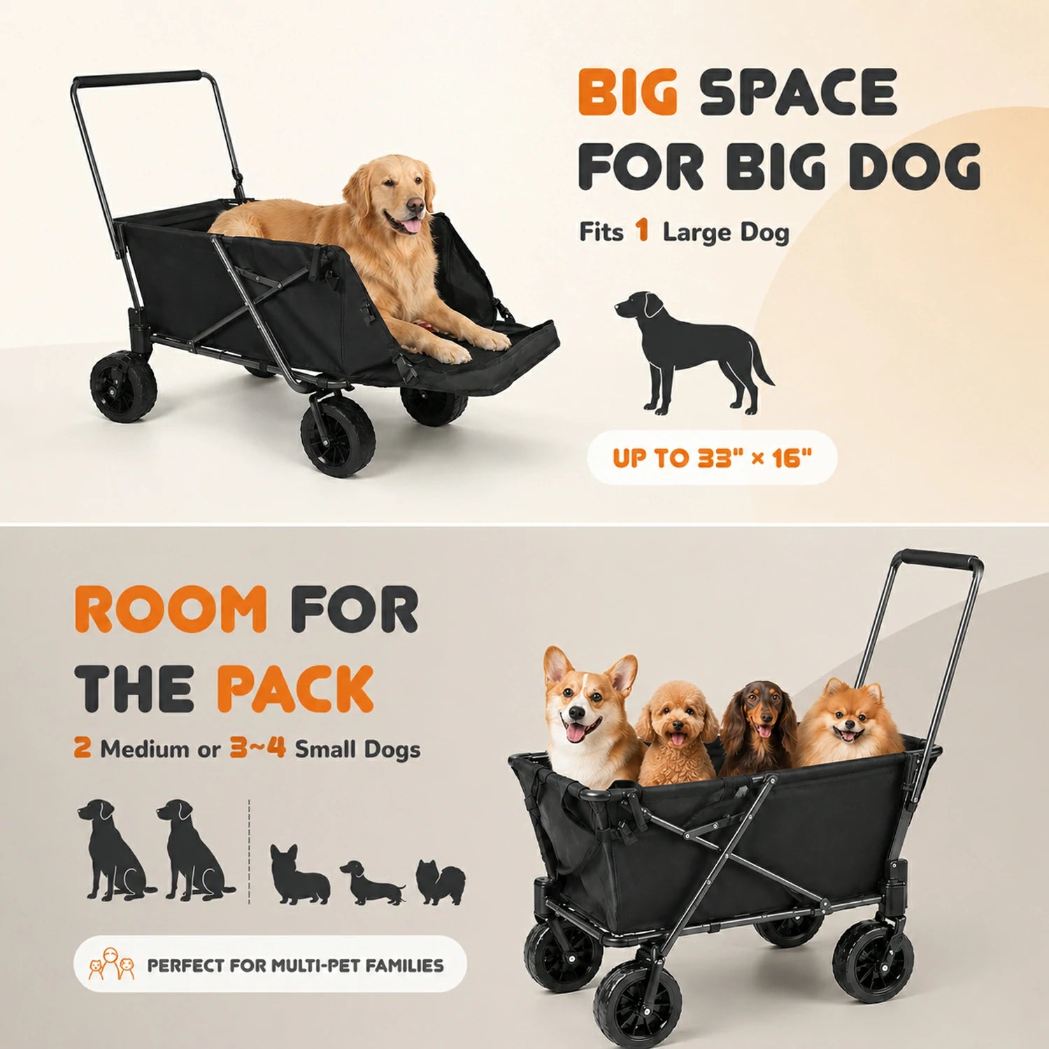 Chariot pour chiens de grande taille