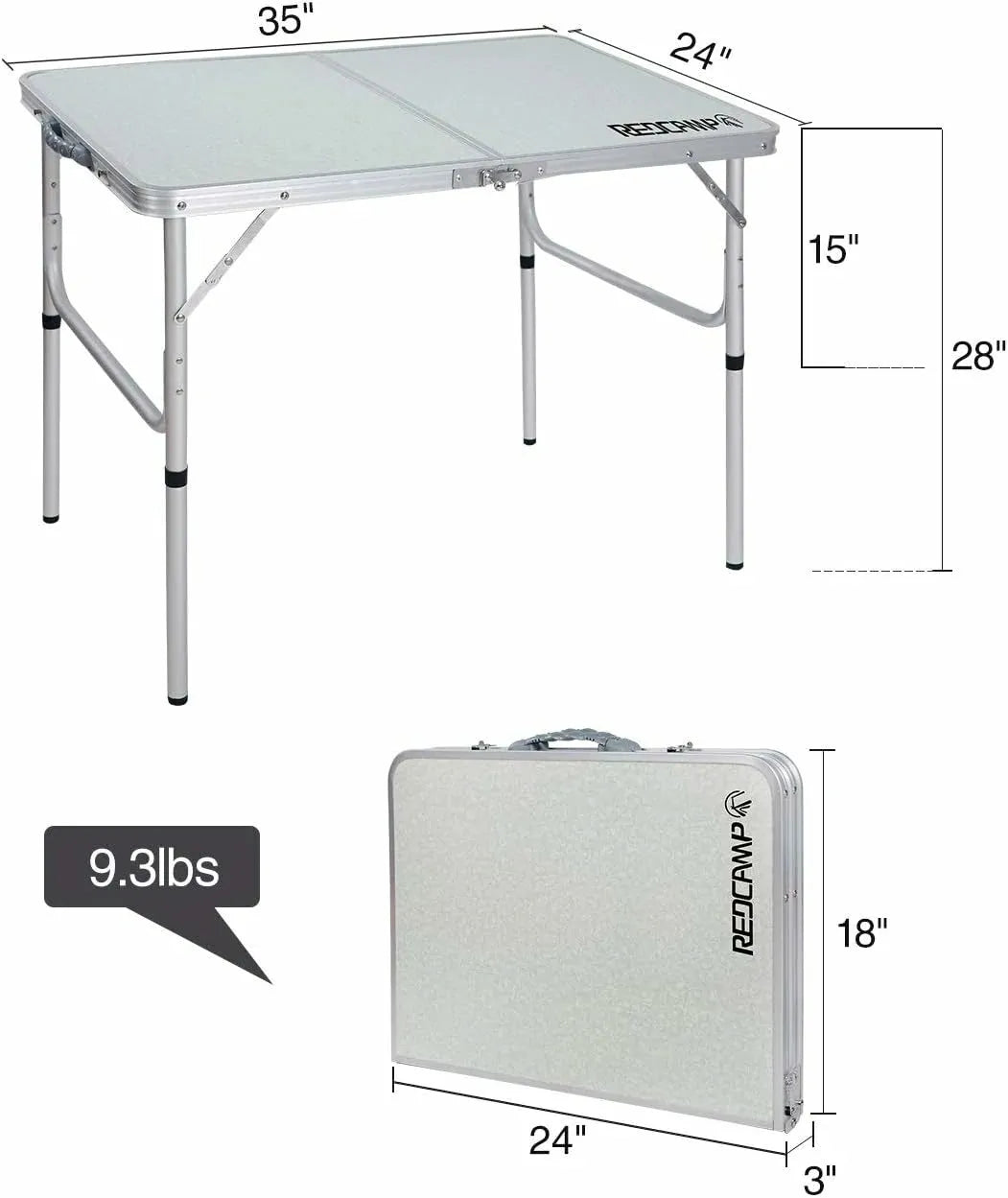 Aluminum Folding Camping Table with Adjustable Height Legs, 2/3/4ft - Redcamp