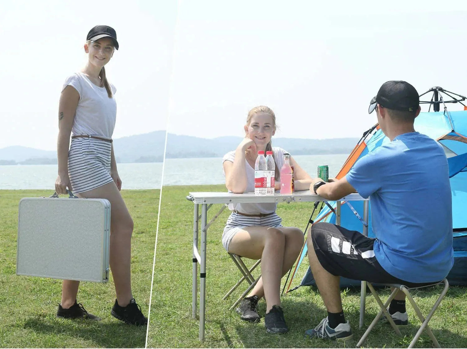 Aluminum Folding Camping Table with Adjustable Height Legs, 2/3/4ft - Redcamp