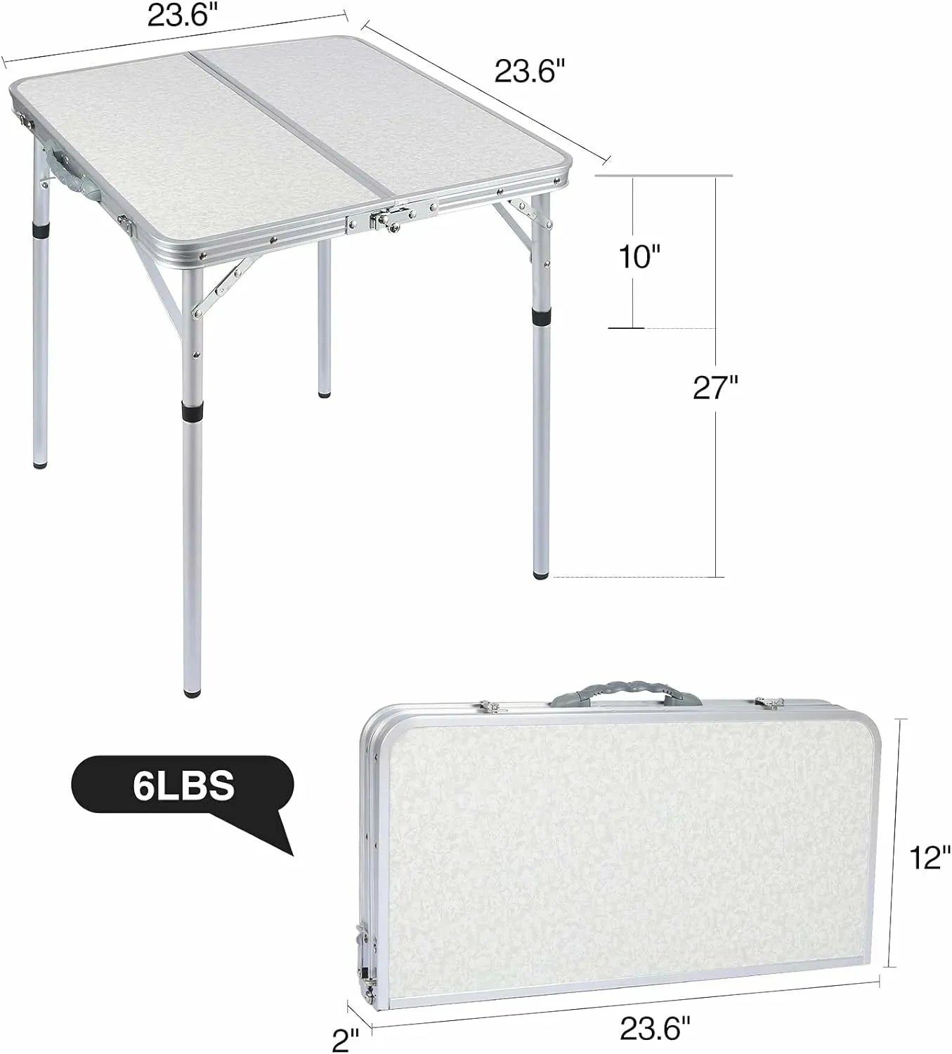 Aluminum Folding Camping Table with Adjustable Height Legs, 2/3/4ft - Redcamp