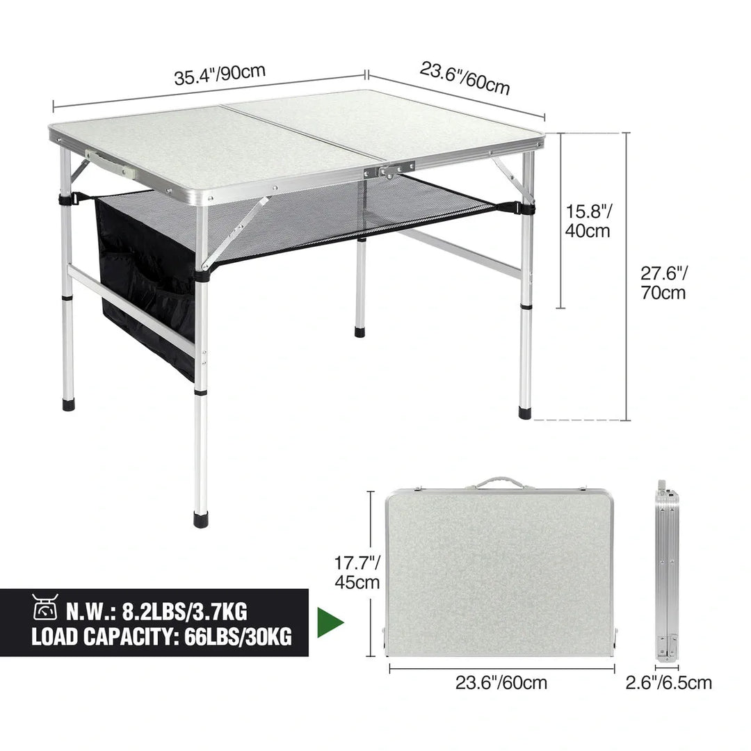 Aluminum Folding Camping Table with Adjustable Height Legs, 2/3/4ft - Redcamp