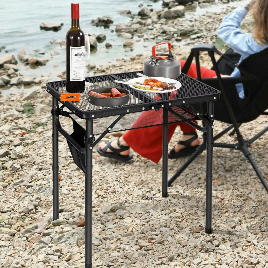 Folding Grill Table for Outside with Adjustable Height Legs - Redcamp