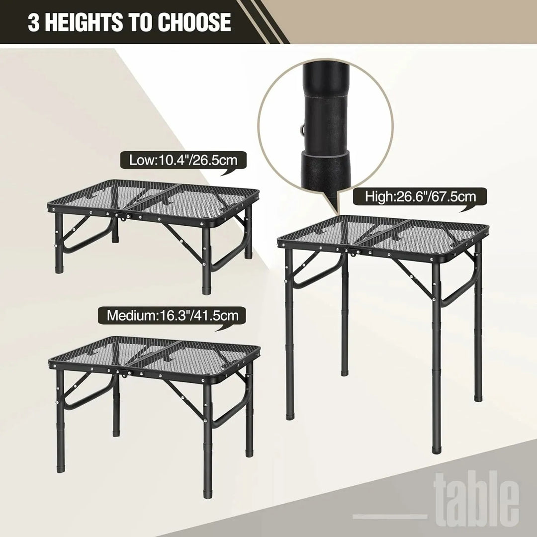Folding Grill Table for Outside with Adjustable Height Legs - Redcamp