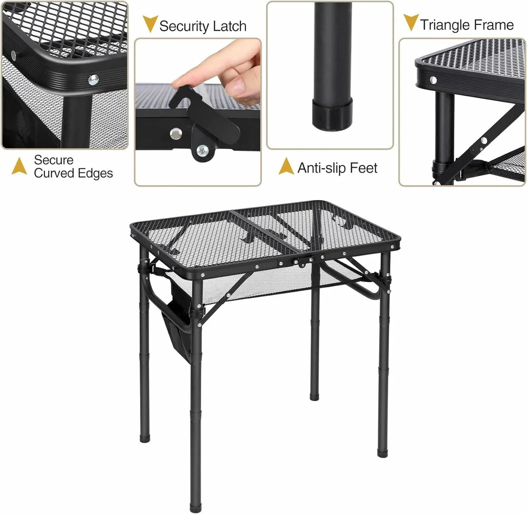 Folding Grill Table for Outside with Adjustable Height Legs - Redcamp