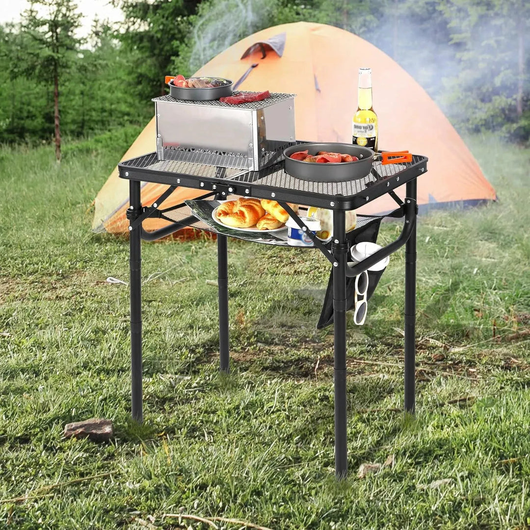 Folding Grill Table for Outside with Adjustable Height Legs - Redcamp