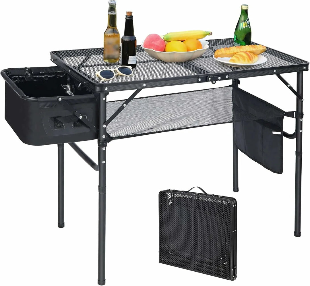 Folding Grill Table for Outside with Adjustable Height Legs - Redcamp