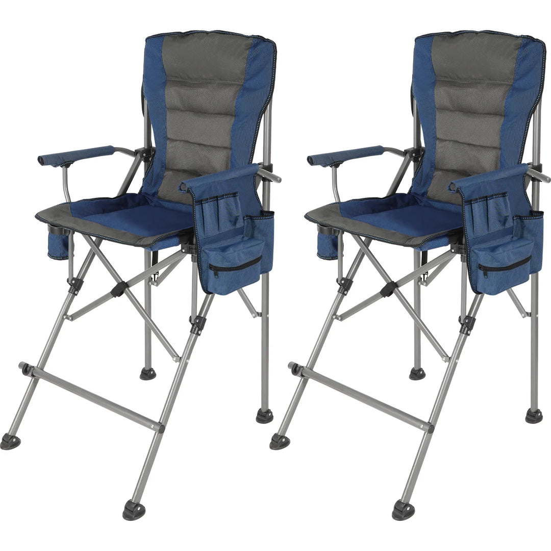 Chaise pliante extra haute, chaises de réalisateur pliables à hauteur de bar pour adultes avec dossier haut et accoudoirs rigides, supportant 330 lb