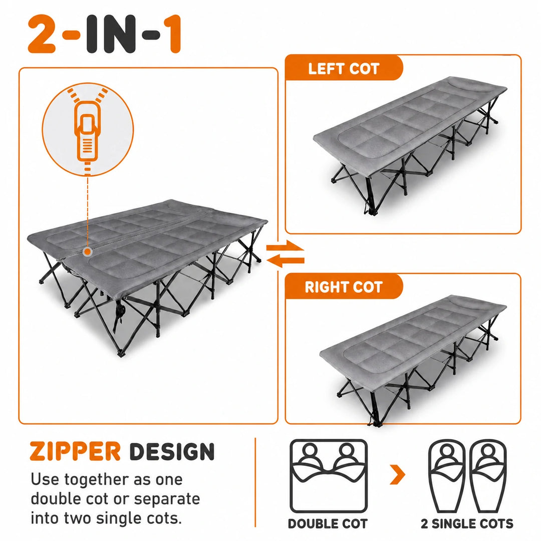 REDCAMP 2 Person Double Camping Cot with Mattress, 59-Inch Wide, Near Queen Size