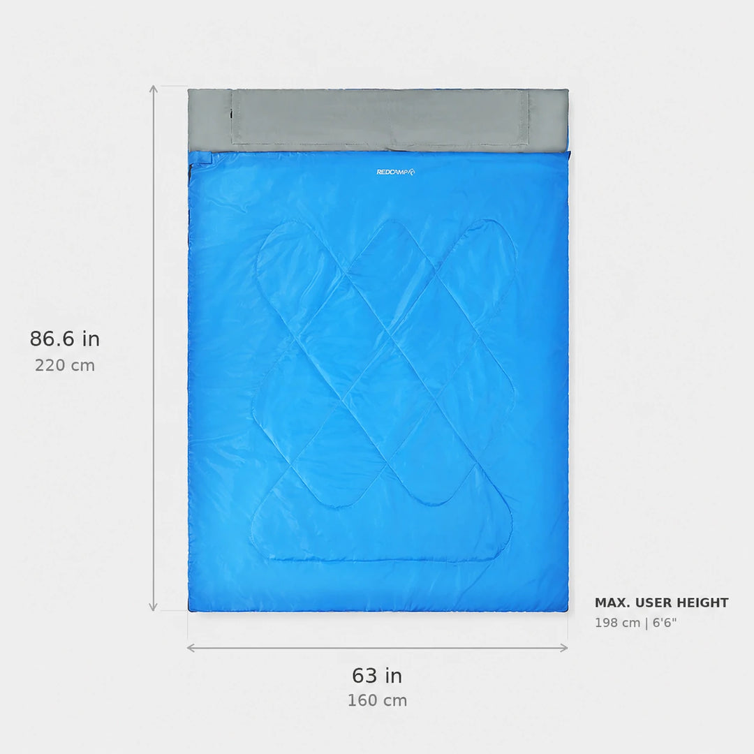 Lightweight 2-Person Rectangular Sleeping Bag 59–77°F