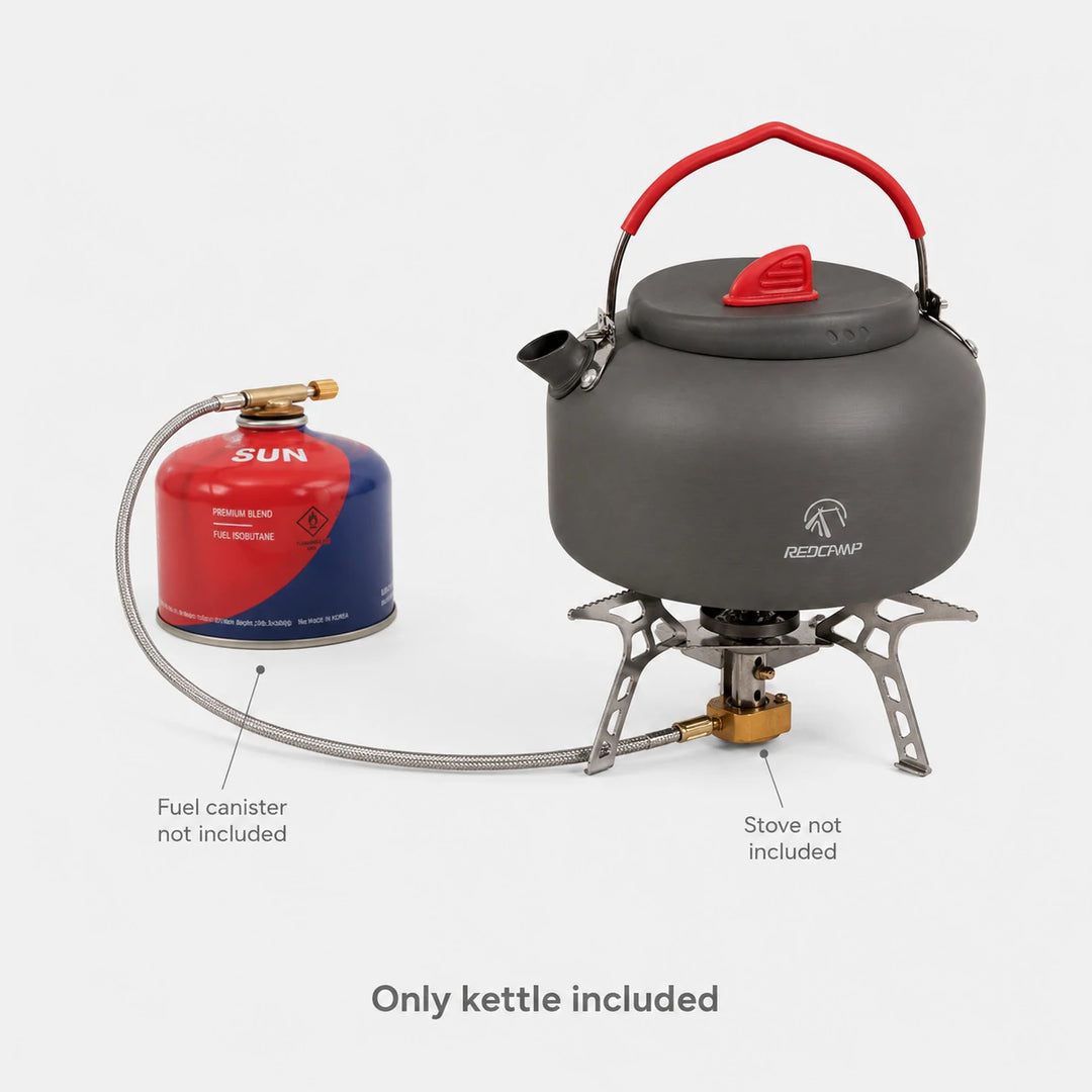 Bouilloire de camping en aluminium avec sac de transport, 0,8 L/0,9 L/1,4 L/2 L